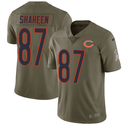 Nike Bears #87 Adam Shaheen Olive Men's Stitched NFL Limited Salute To Service Jersey - Click Image to Close